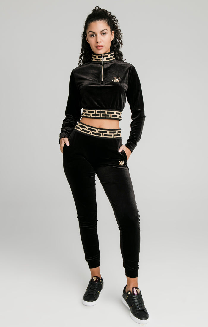 Load image into Gallery viewer, Black Velour Track Top (2)