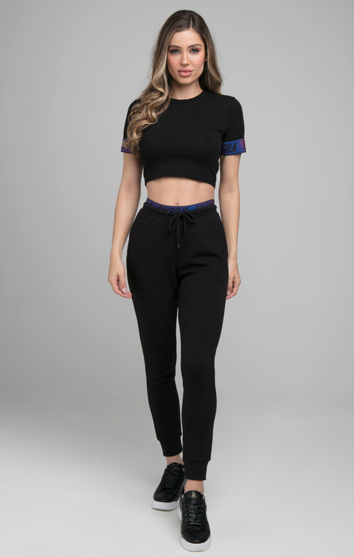 Load image into Gallery viewer, SikSilk Iridescent Crop Tee - Black (2)