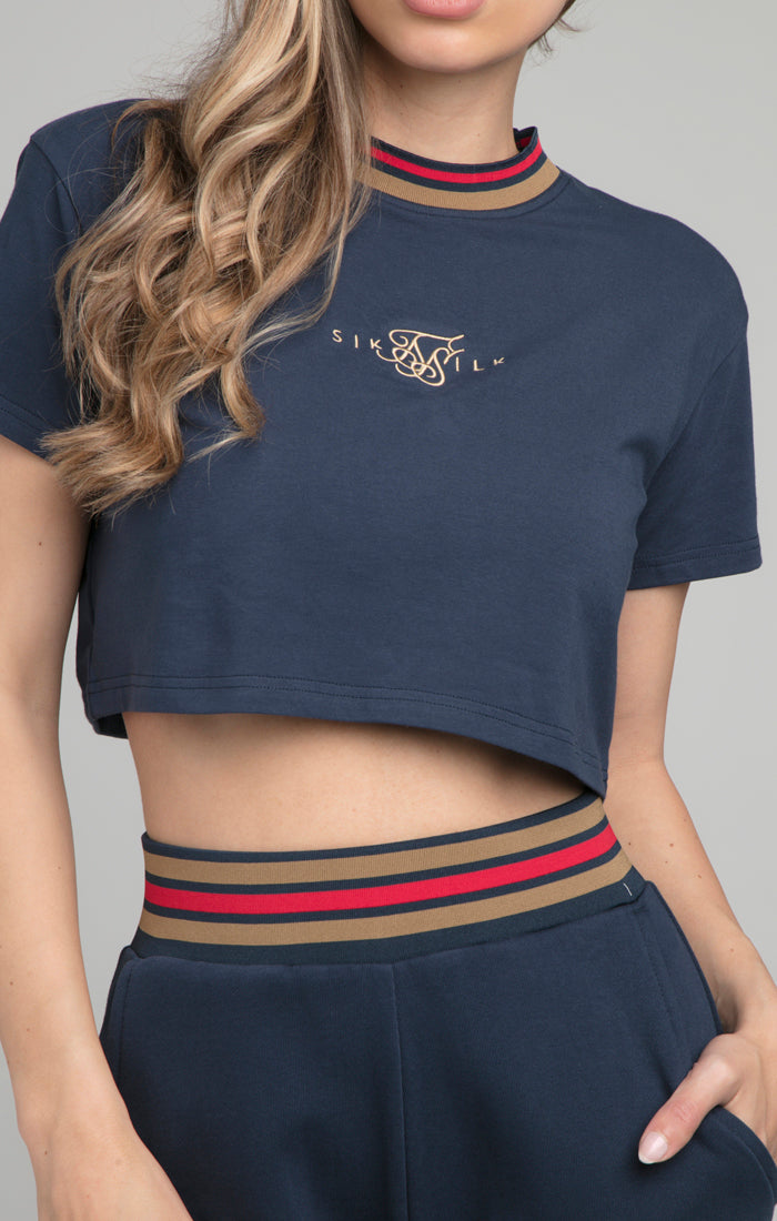 Load image into Gallery viewer, SikSilk Reign Crop Tee - Navy (1)