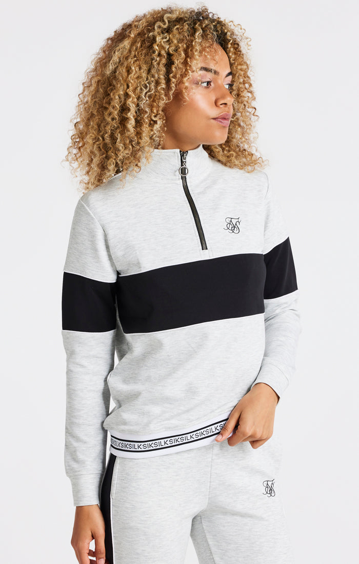 Load image into Gallery viewer, Grey Marl 1/4 Zip Track Top (1)