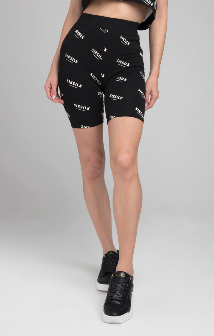 Load image into Gallery viewer, SikSilk Repeat Print Cycle Shorts - Black