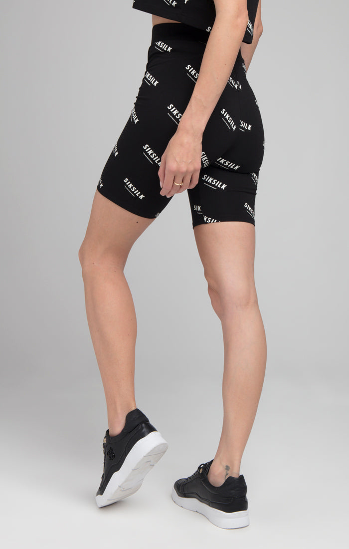 Load image into Gallery viewer, SikSilk Repeat Print Cycle Shorts - Black (2)