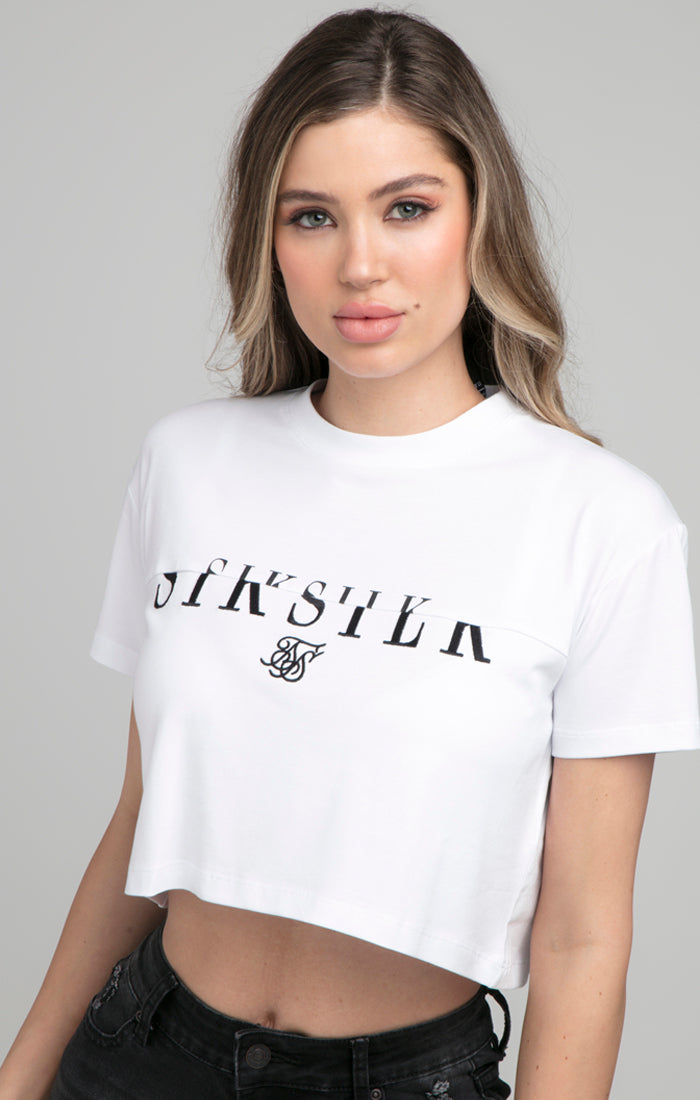 Load image into Gallery viewer, SikSilk Division Crop Tee - White
