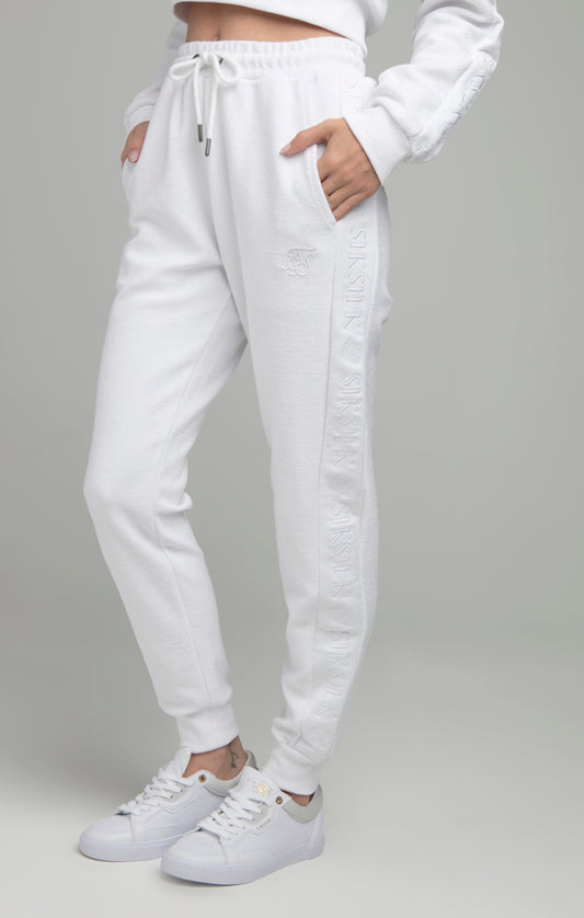 SikSilk Loopback Embroidered Joggers - White
