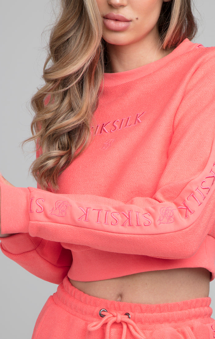 Load image into Gallery viewer, SikSilk Loopback Embroidered Crop Sweat - Pink (2)