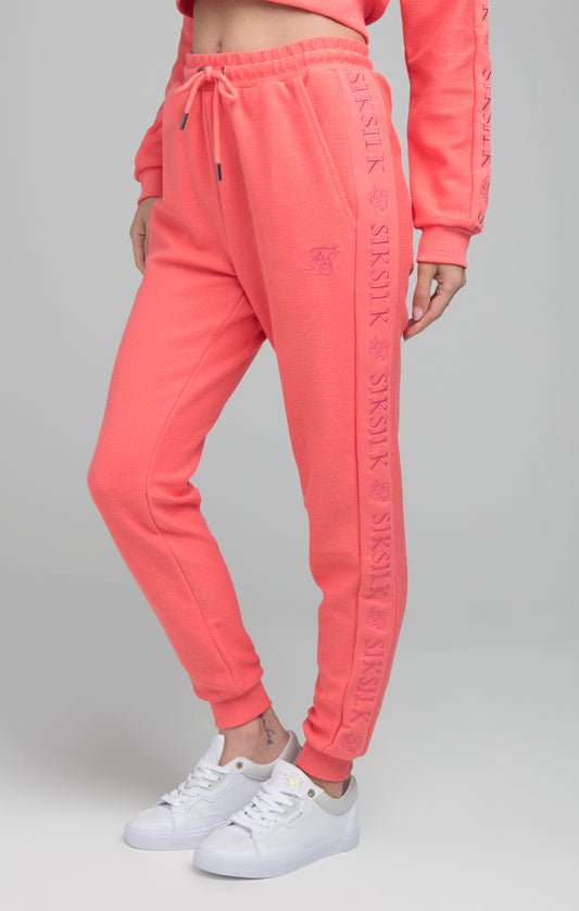 SikSilk Loopback Embroidered Joggers - Pink
