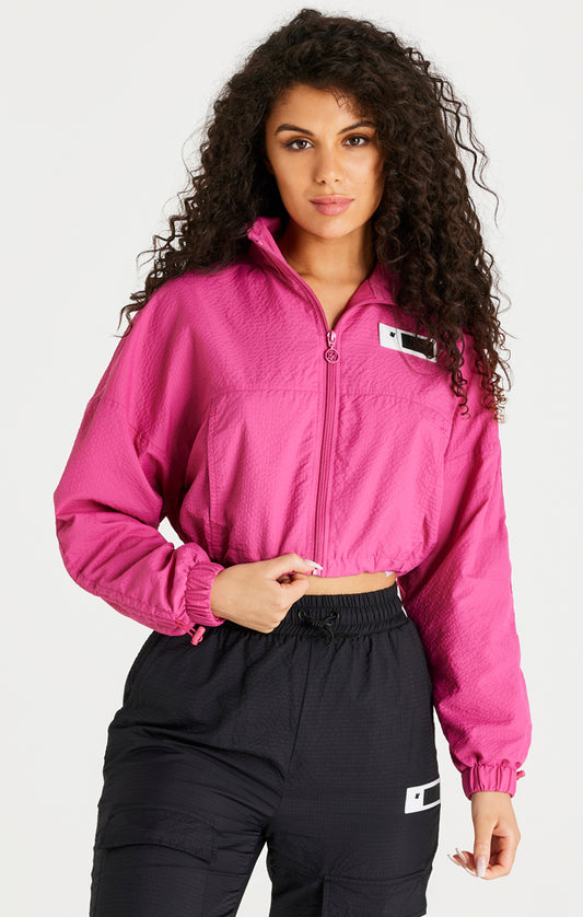 Pink Cropped Ruched Jacket