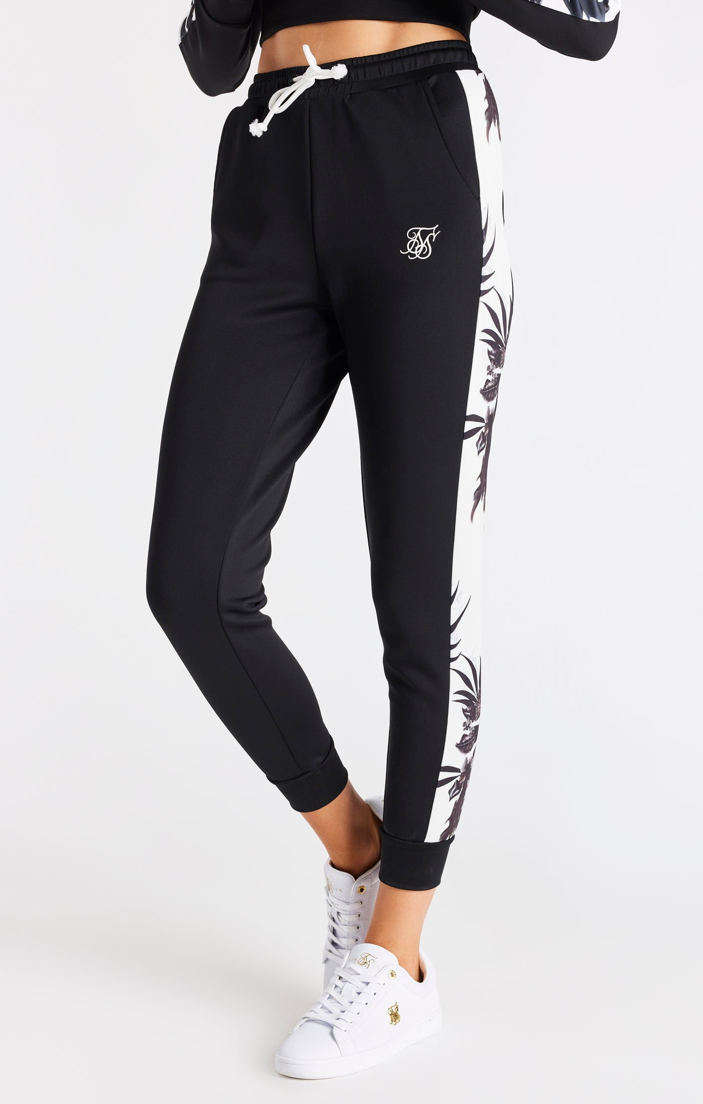 Load image into Gallery viewer, SikSilk Retro Fire Track Pants - Black &amp; Ecru