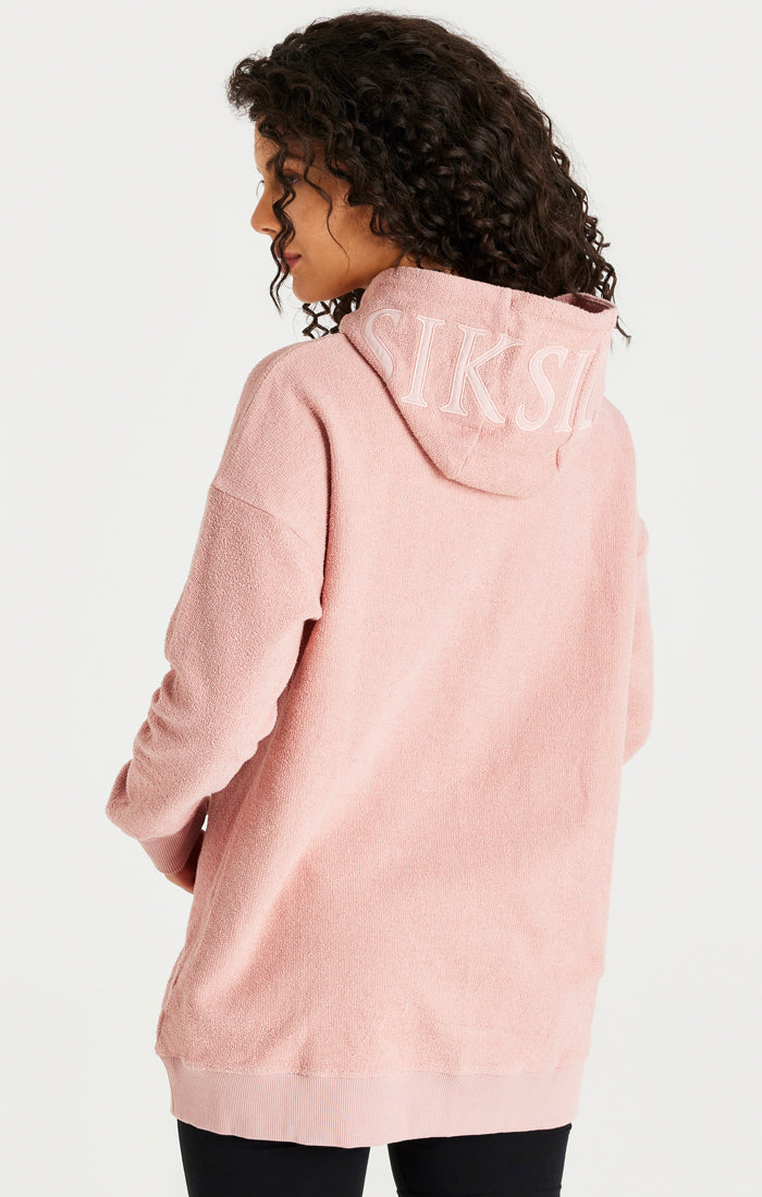 Load image into Gallery viewer, Pink Reverse Fleece Hoodie Dress