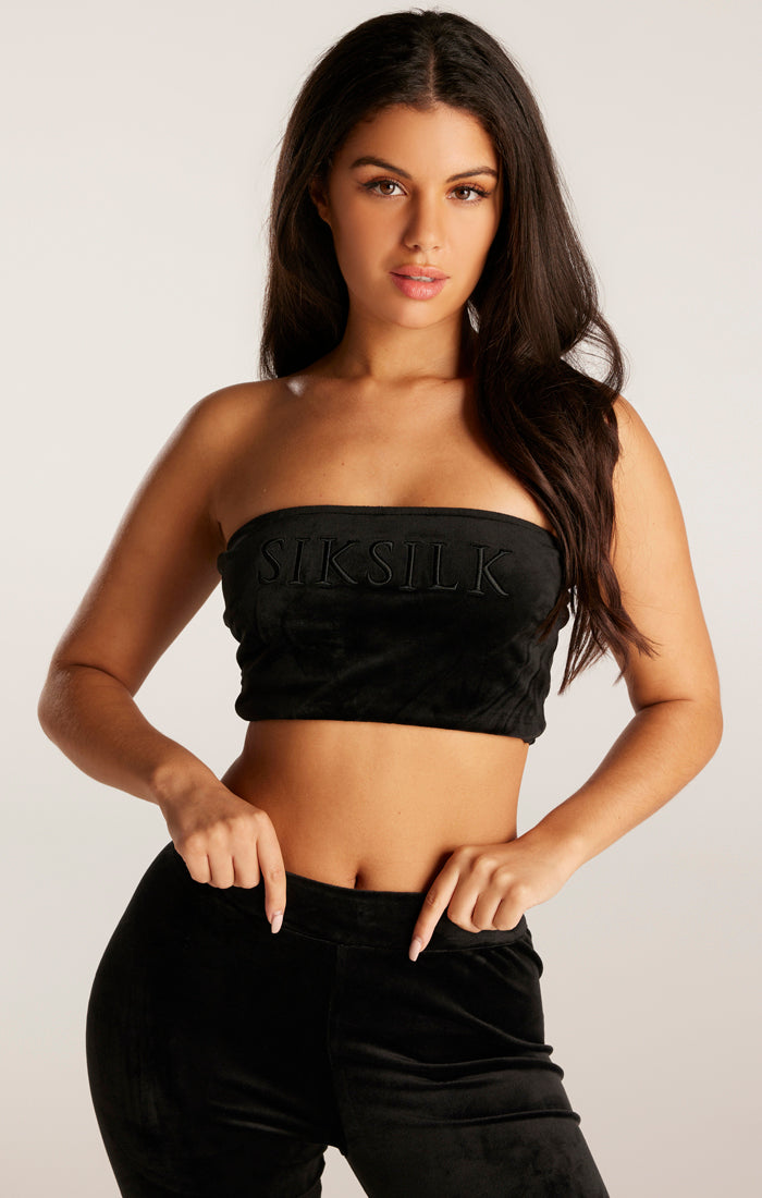 Load image into Gallery viewer, SikSilk Velour Embroidered Bandeau - Black (1)