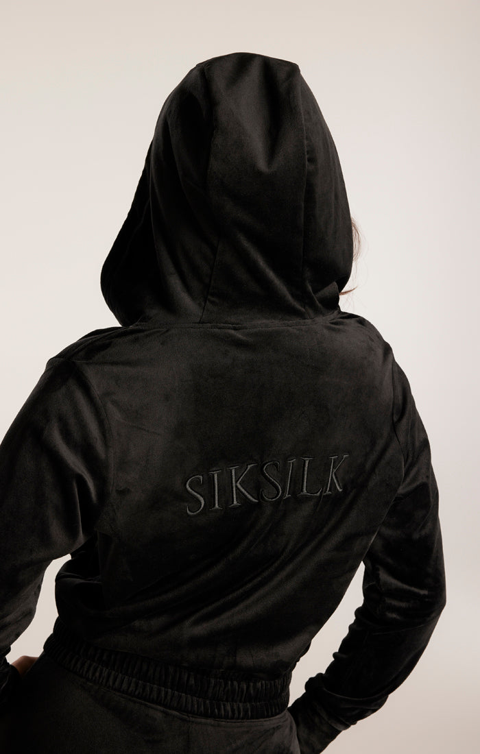 Load image into Gallery viewer, SikSilk Velour Embroidered Hoodie - Black (6)