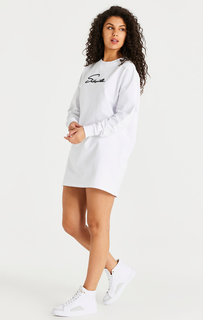 Load image into Gallery viewer, White Essential Sweatshirt Dress (5)