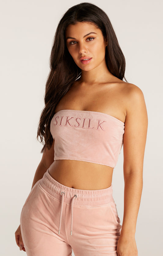 SikSilk Velour Embroidered Bandeau - Pink