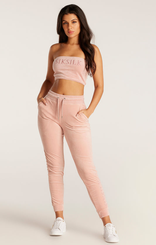 SikSilk Velour Embroidered Bandeau - Pink