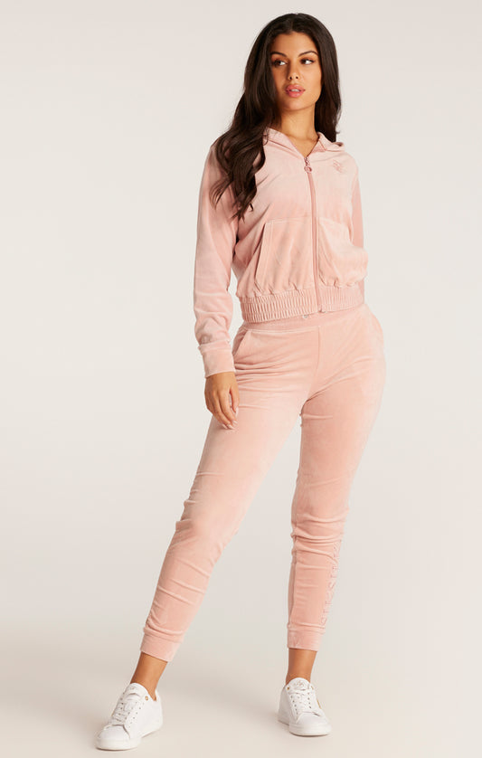 SikSilk Velour Embroidered Track Jacket - Pink