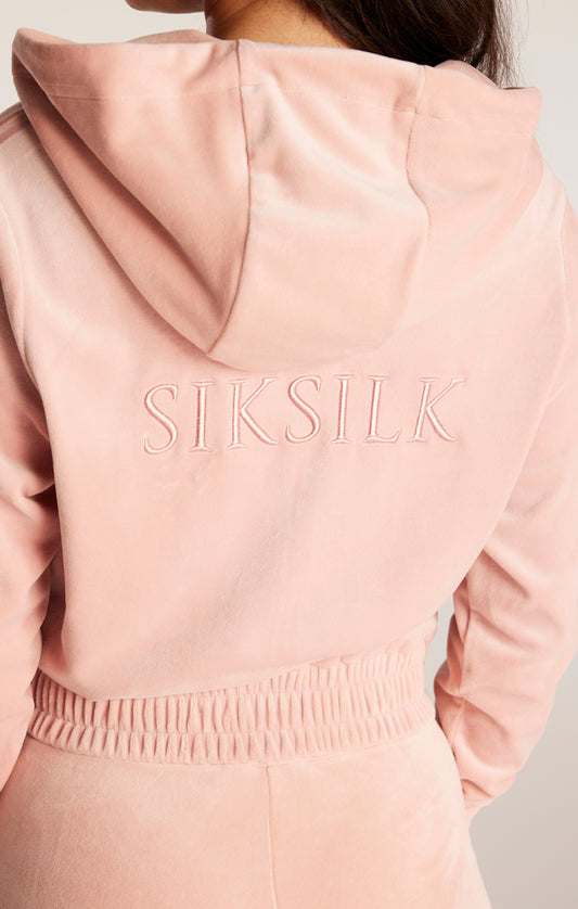 SikSilk Velour Embroidered Track Jacket - Pink