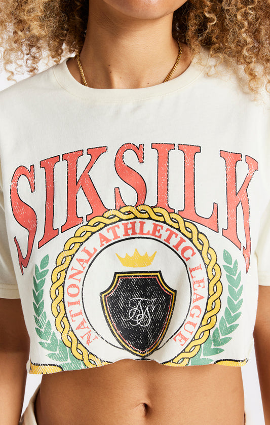 SikSilk Varsity Cropped Tee - Ecru