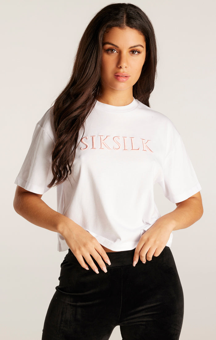 Load image into Gallery viewer, SikSilk Embroidered Logo Tee - White (1)