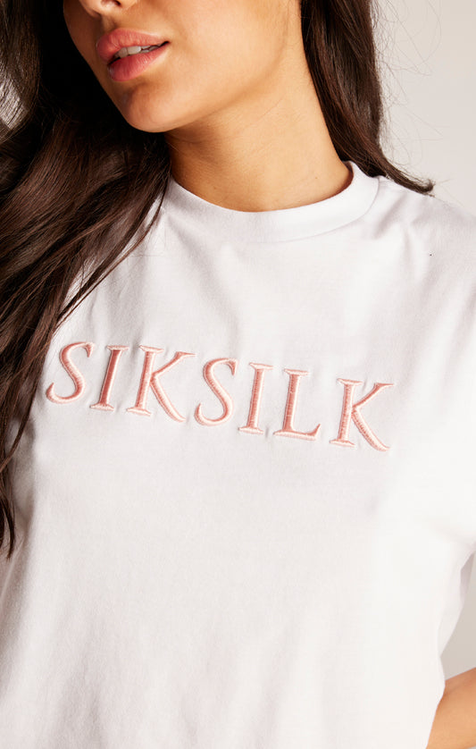 SikSilk Embroidered Logo Tee - White