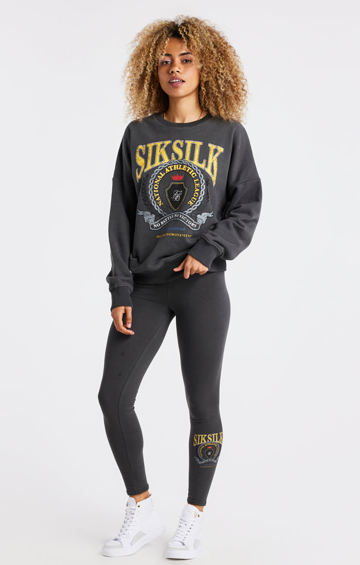 Load image into Gallery viewer, SikSilk Varsity Oversize Sweatshirt - Washed Grey (4)