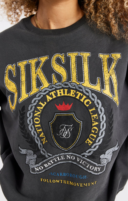 SikSilk Varsity Oversize Sweatshirt - Washed Grey