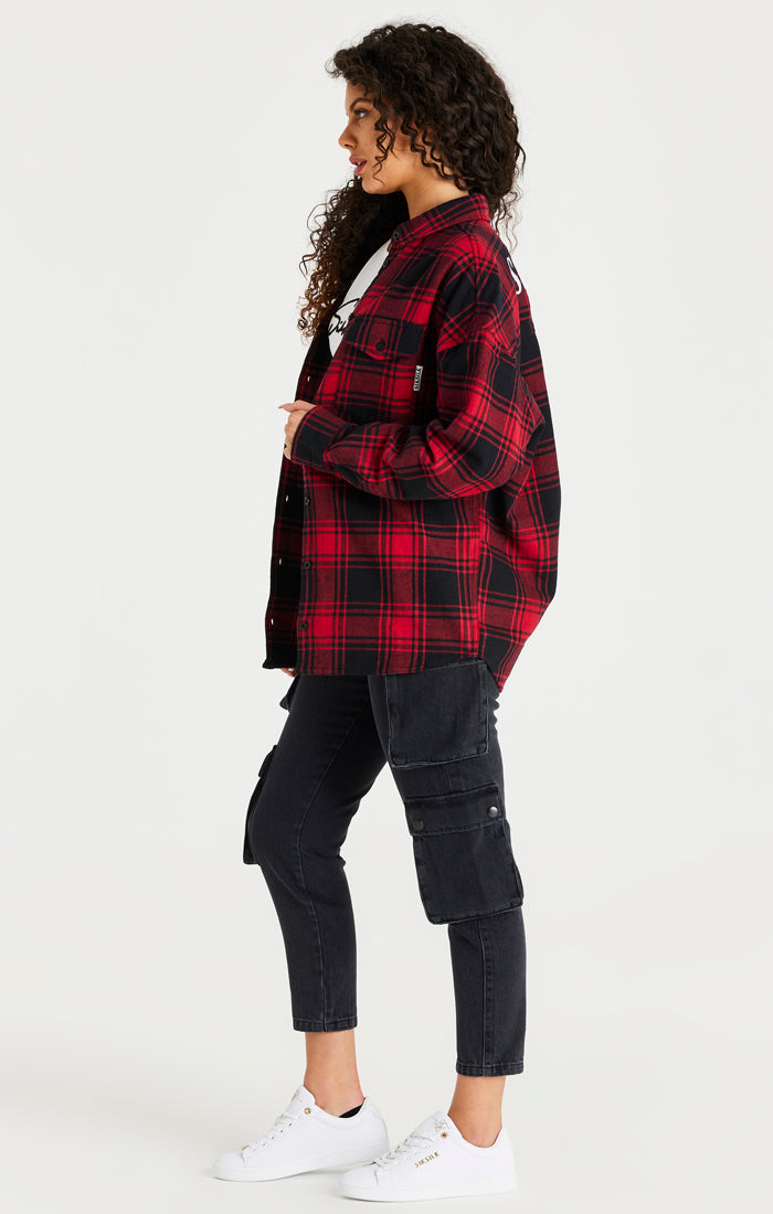 Load image into Gallery viewer, SikSilk Oversized Check Shirt - Red (4)