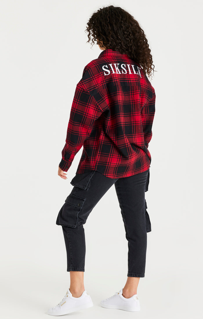 Load image into Gallery viewer, SikSilk Oversized Check Shirt - Red (5)