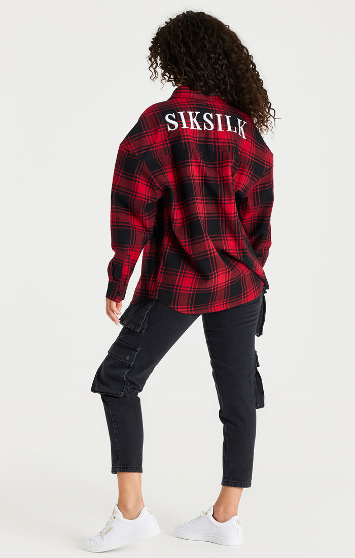 Load image into Gallery viewer, SikSilk Oversized Check Shirt - Red (6)