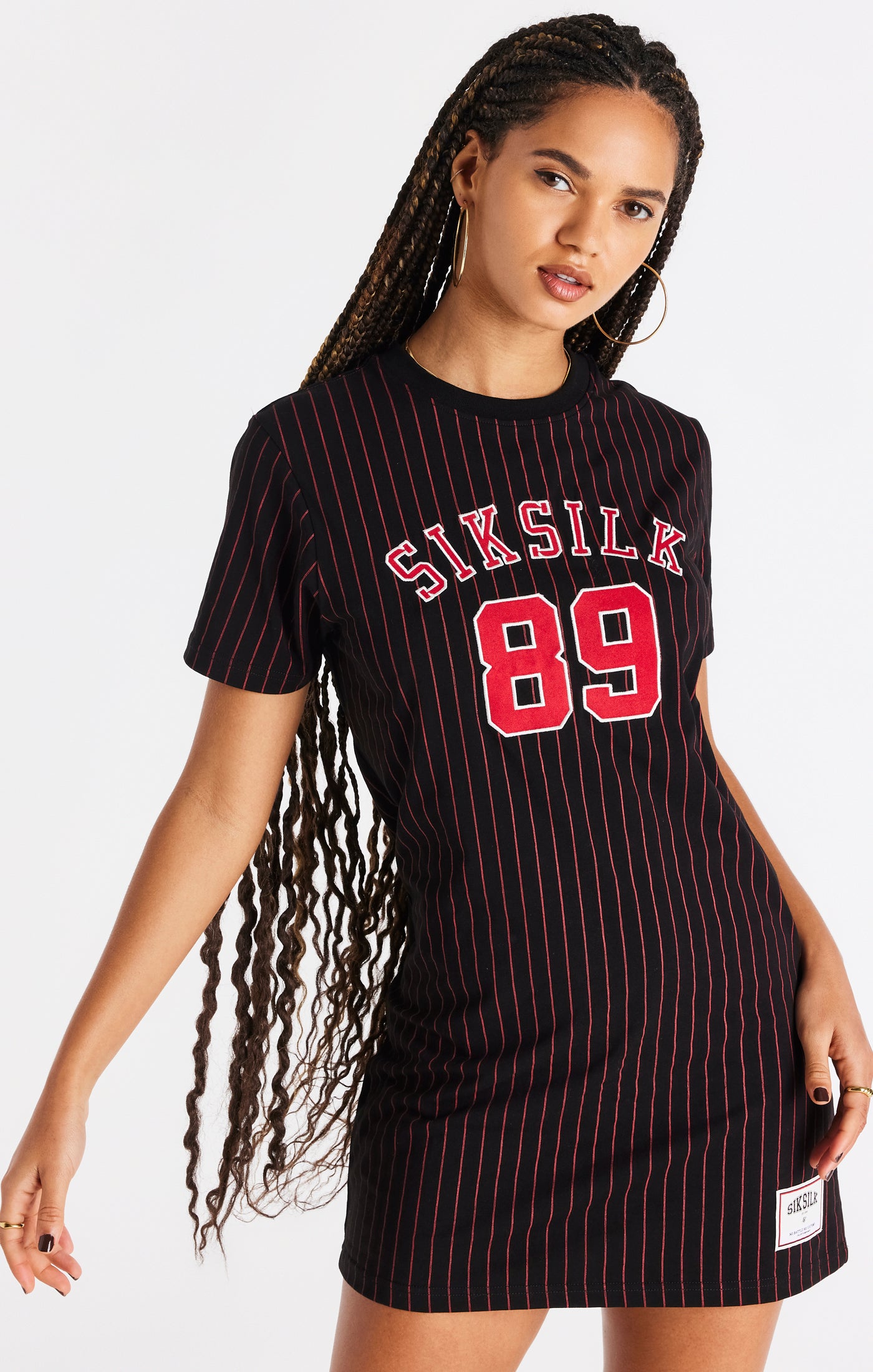 Load image into Gallery viewer, Black And Red Baseball T-Shirt Dress