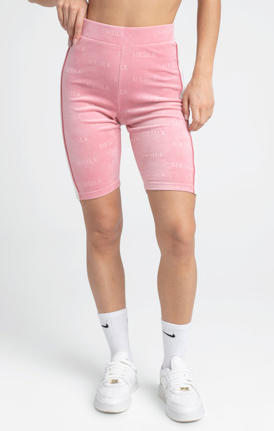 Pink Velour Embossed Cycle Short