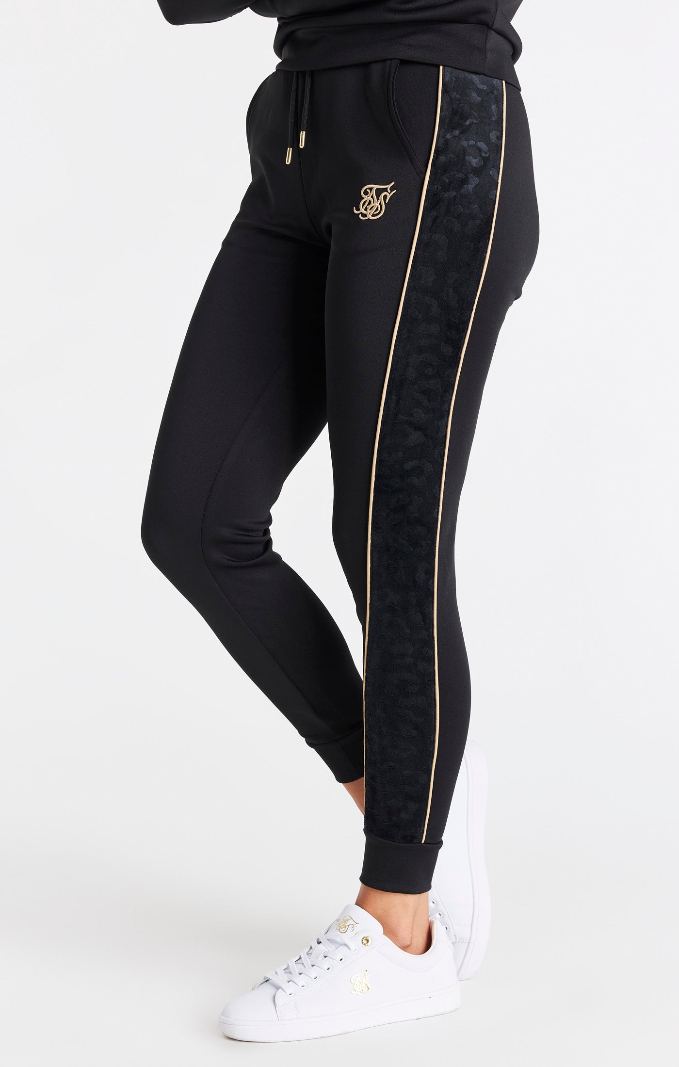 Load image into Gallery viewer, SikSilk Velour Panelled Track Pants - Black