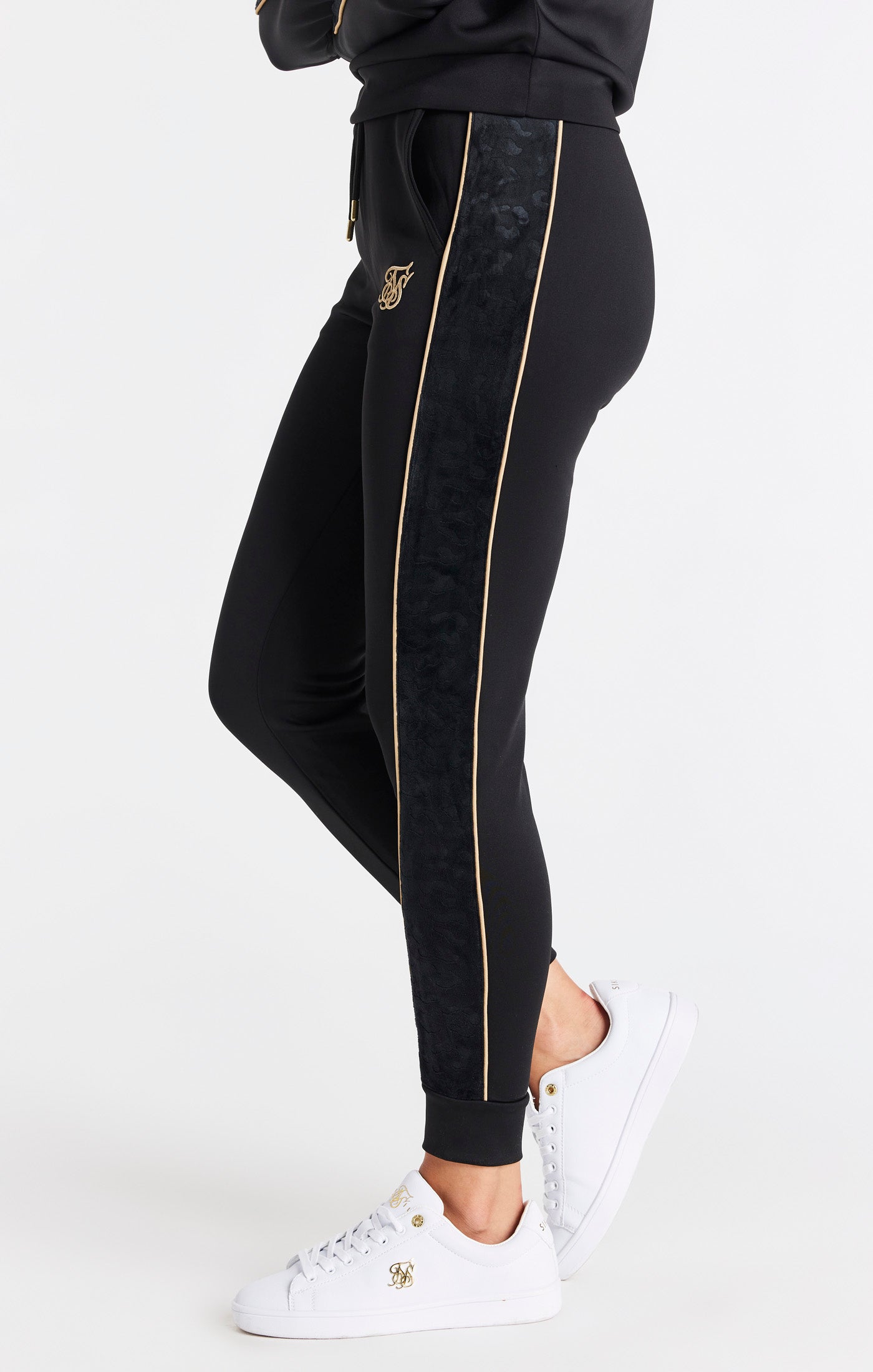 Load image into Gallery viewer, SikSilk Velour Panelled Track Pants - Black (1)