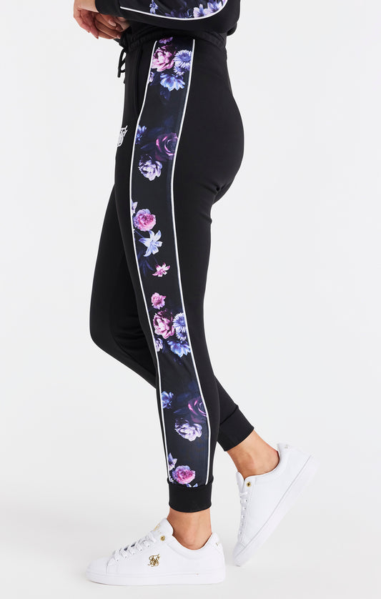 SikSilk Floral Luxe Track Pants - Black