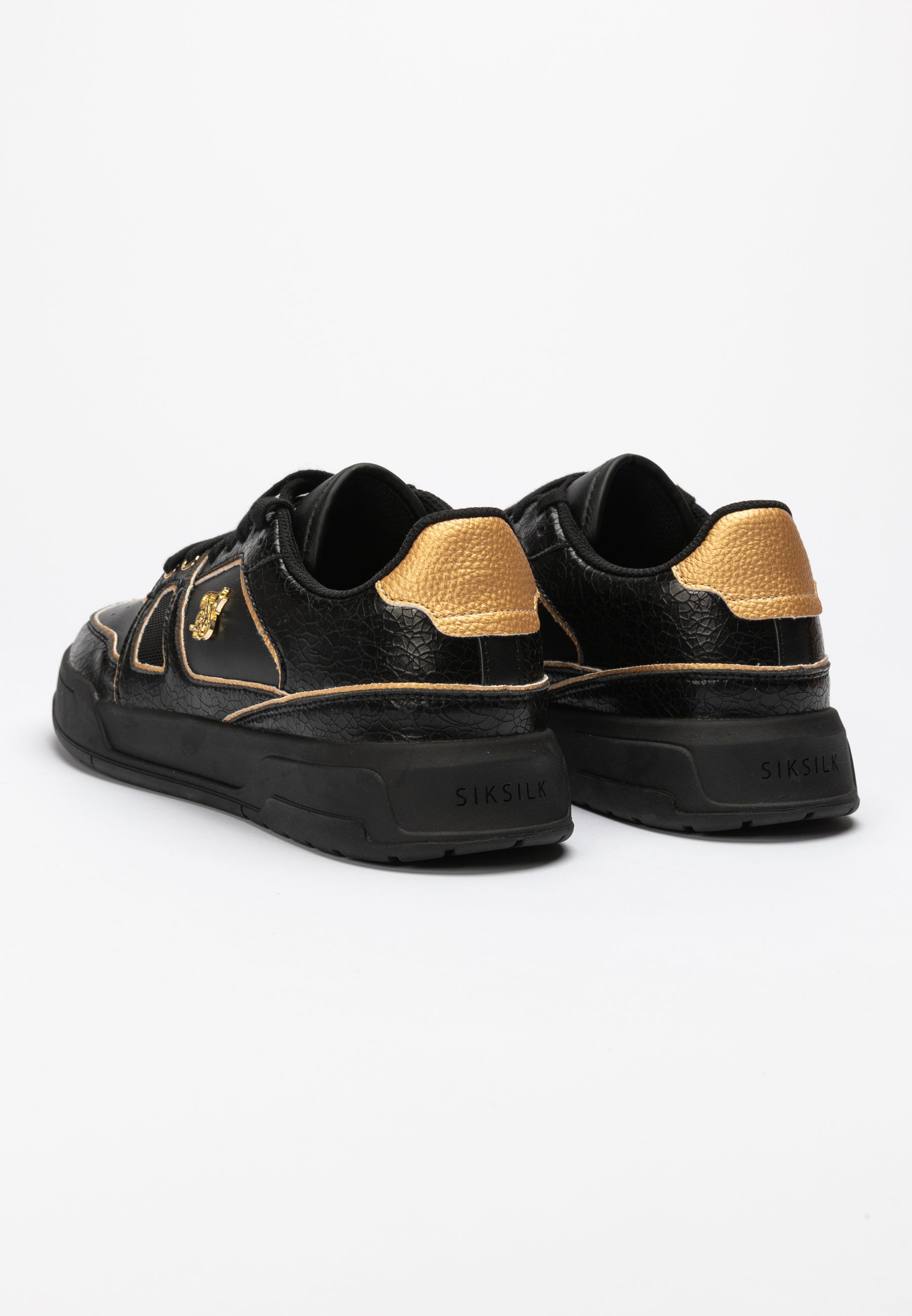 Load image into Gallery viewer, Black And Gold Trimmed Low Top Court Trainer (4)