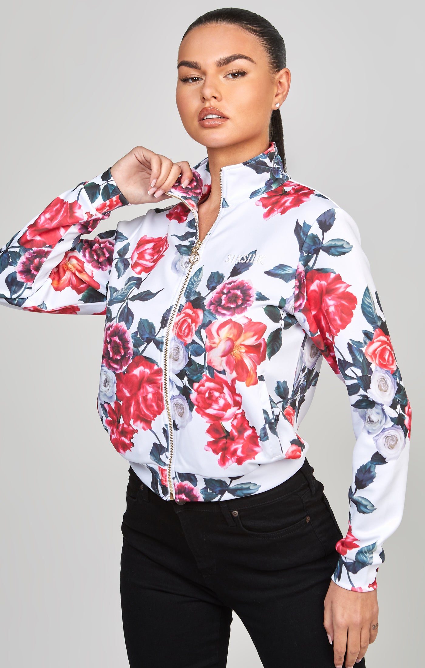 Load image into Gallery viewer, Ecru Floral Track Top (6)