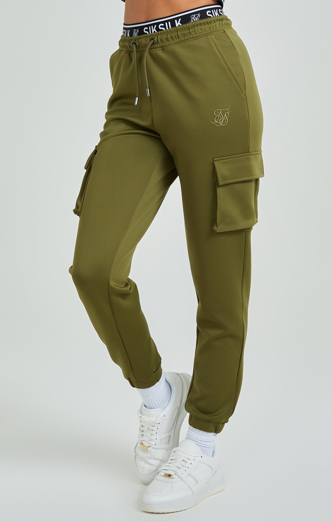 Load image into Gallery viewer, Khaki Cargo Pocket Track Pant