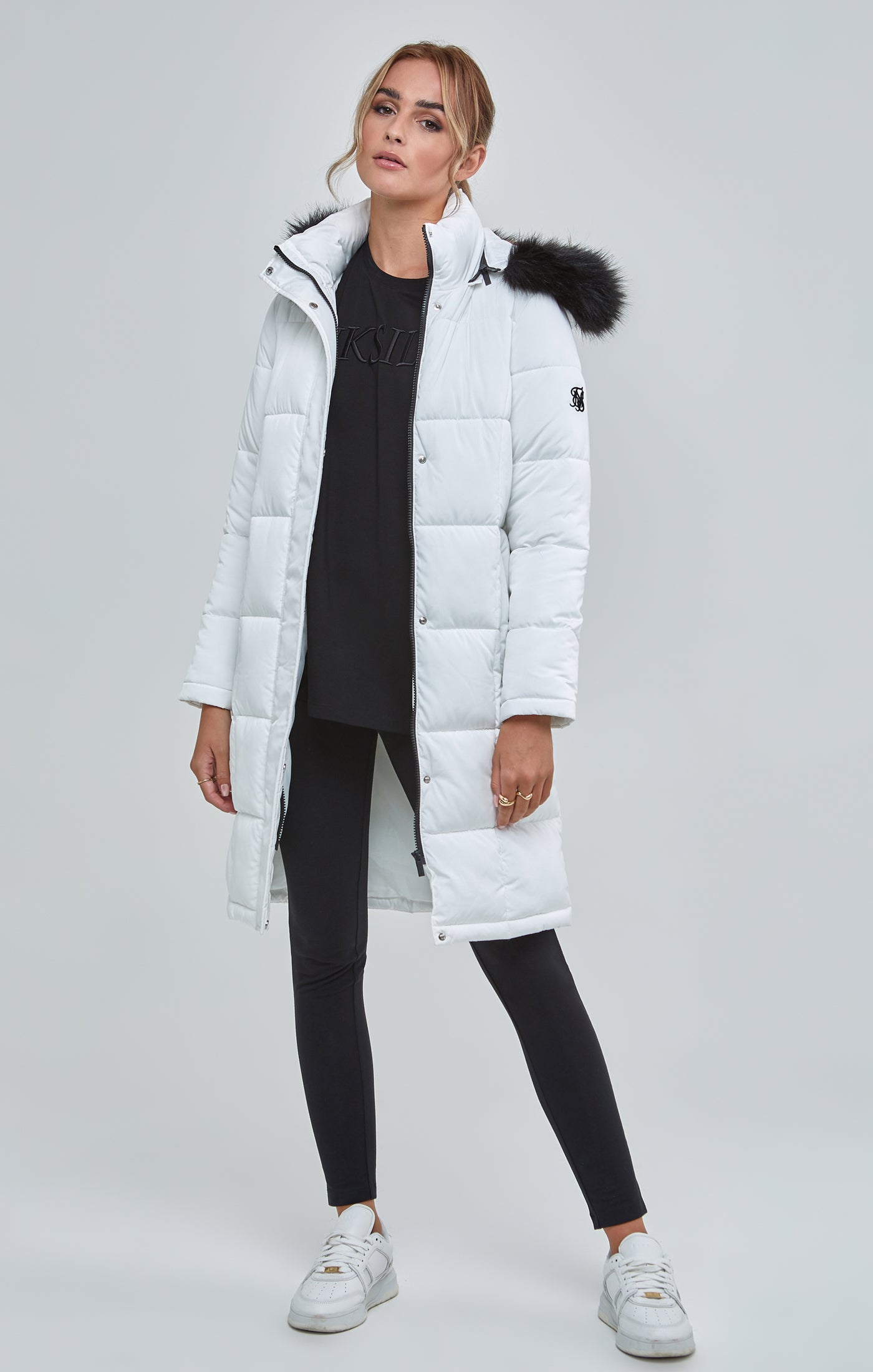 Load image into Gallery viewer, White Longline Padded Parka (1)