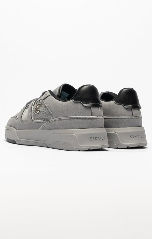 Grey Mixed Material Low Top Court Trainers