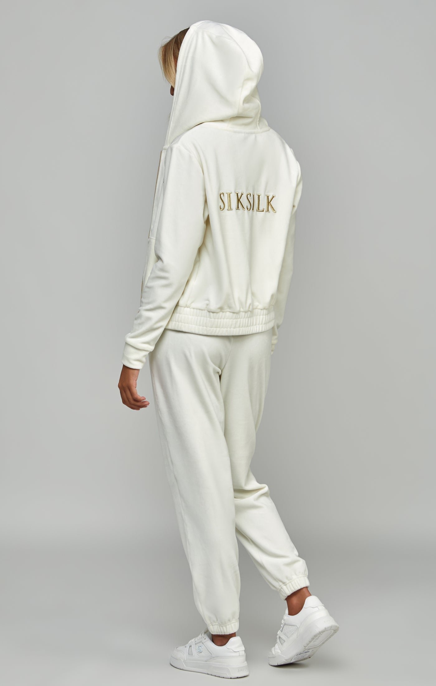 Load image into Gallery viewer, Ecru Velour Track Top (4)