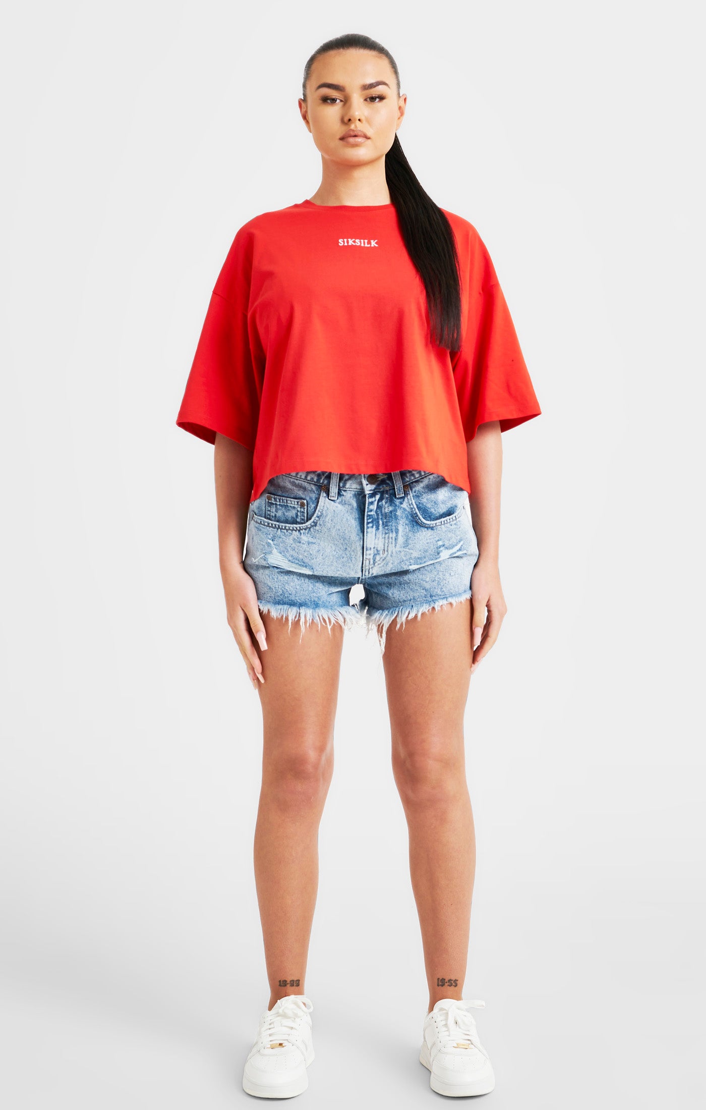 Load image into Gallery viewer, Red Branded Crop T-Shirt (3)