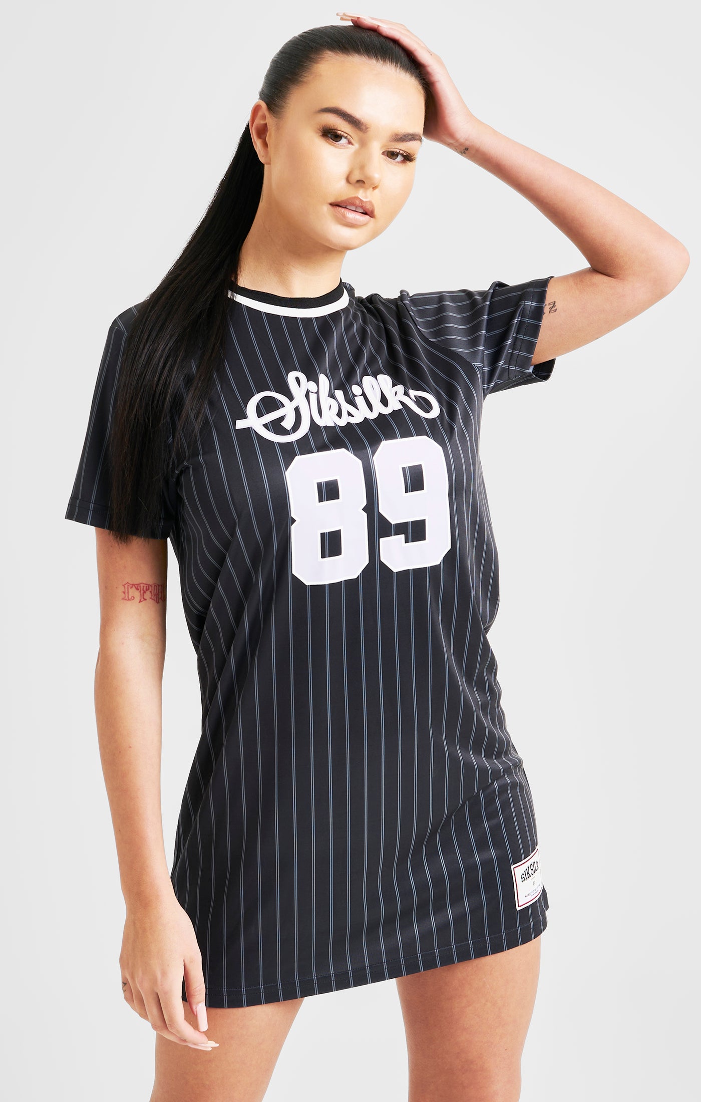 Load image into Gallery viewer, Black Pinstripe Basketball Dress