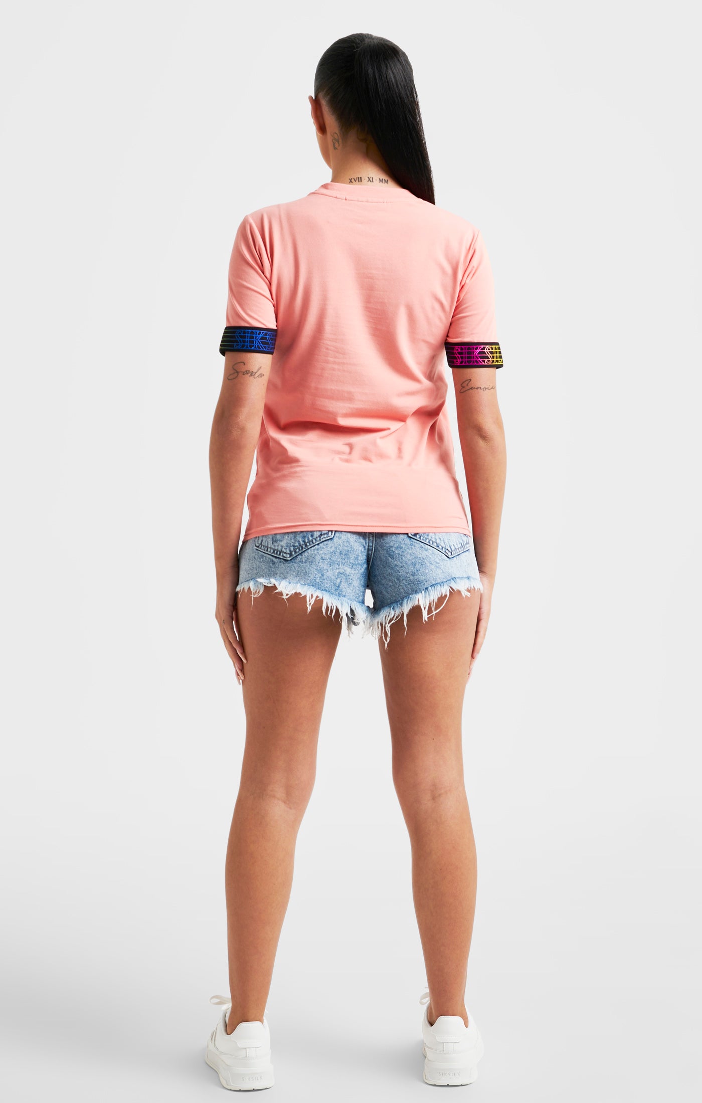 Load image into Gallery viewer, Coral Taped Crop T-Shirt (4)