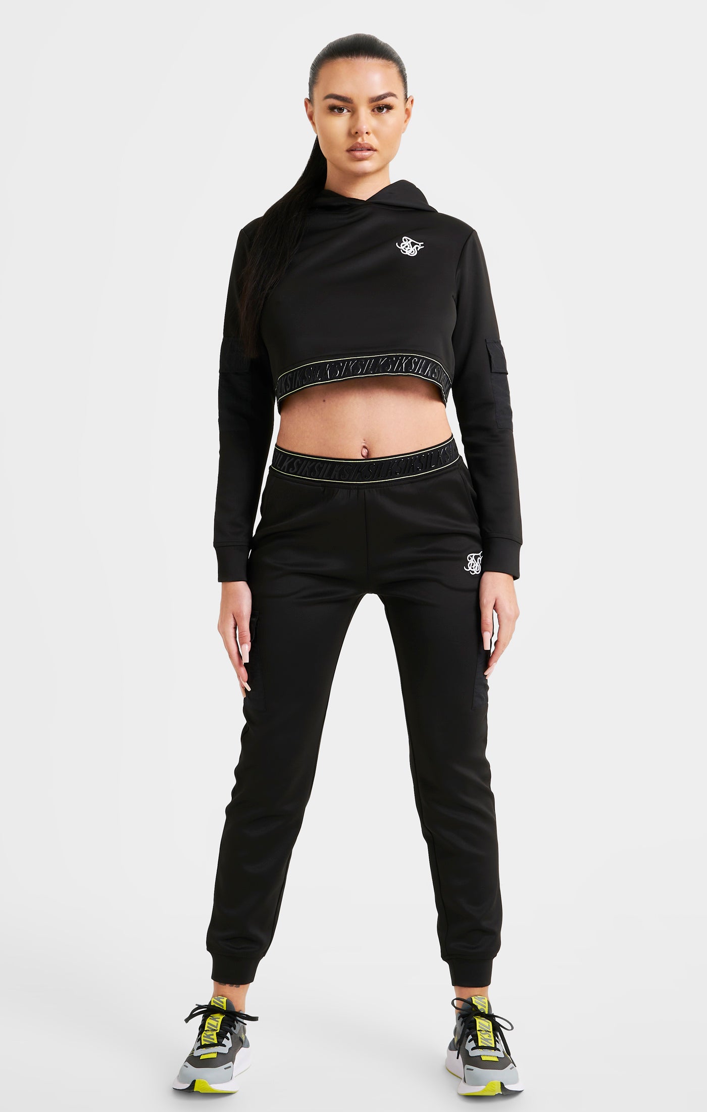 Load image into Gallery viewer, Black Cargo Tape Track Pant (2)
