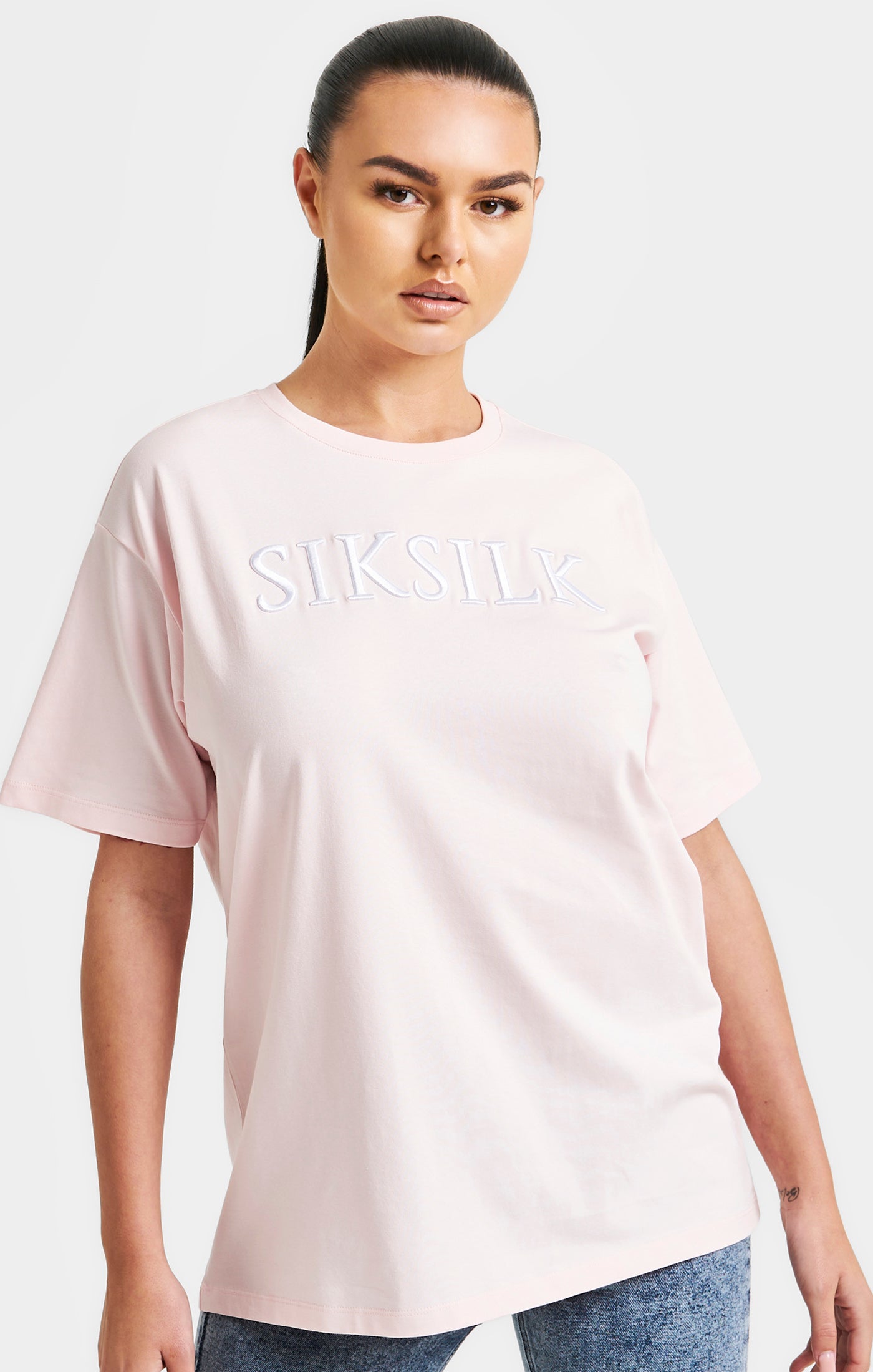 Load image into Gallery viewer, Pink Embroidered Boyfriend T-Shirt