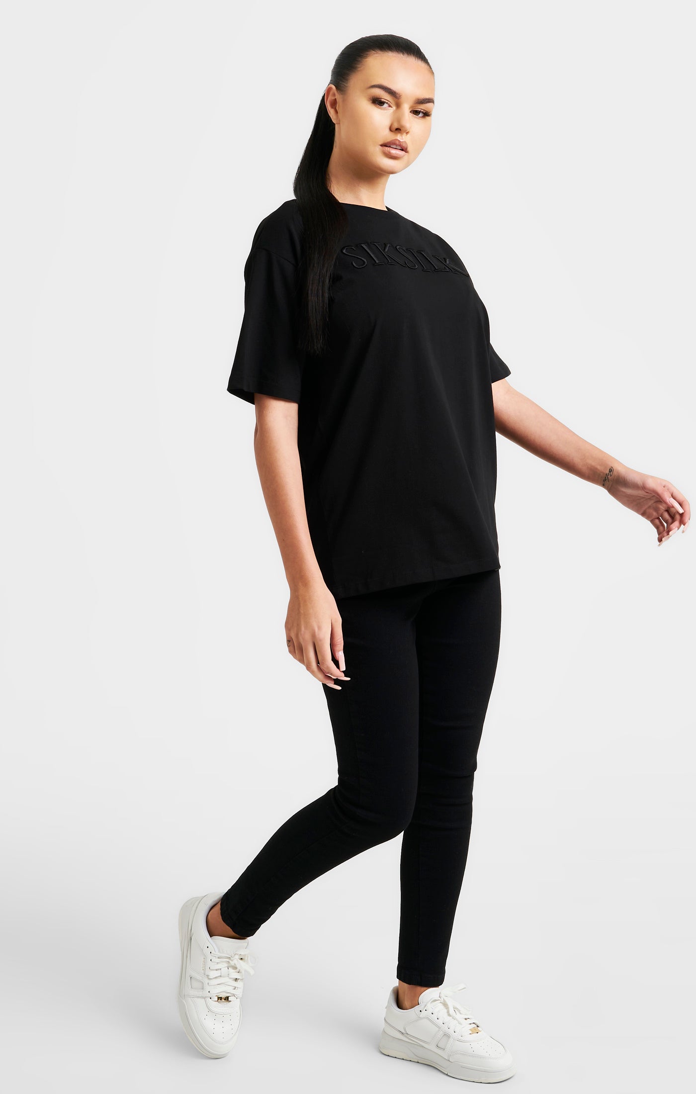 Load image into Gallery viewer, Black Embroidered Boyfriend T-Shirt (3)