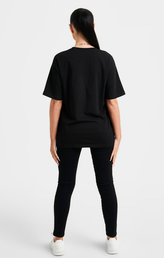 Black Embroidered Boyfriend T-Shirt