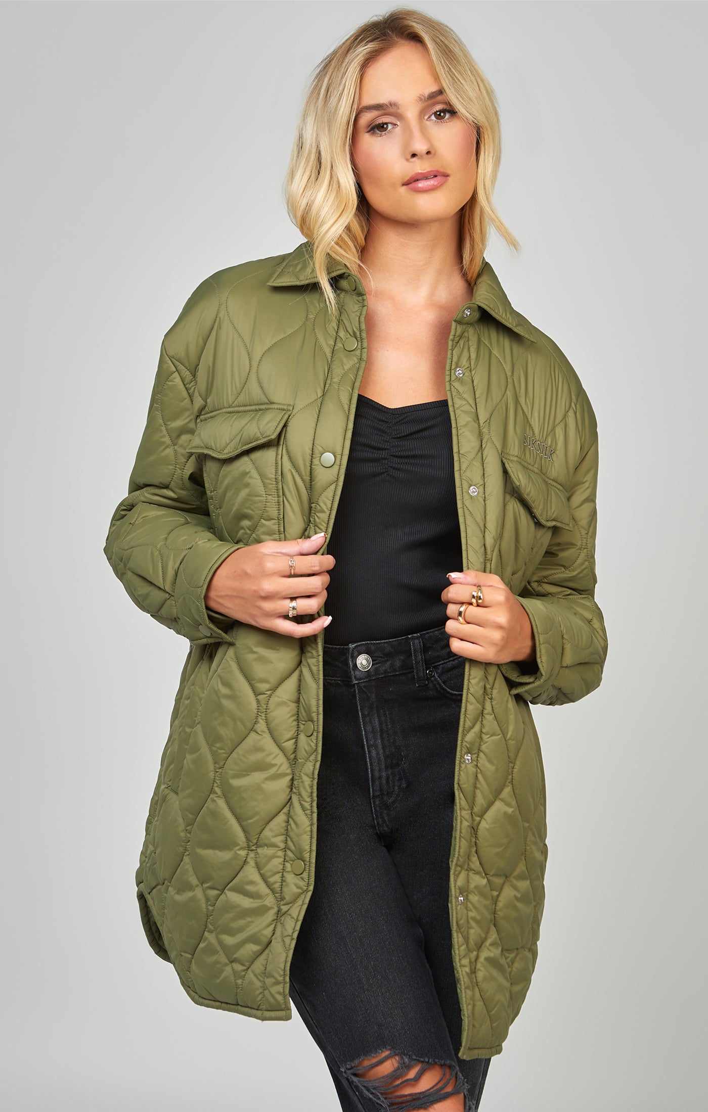 Load image into Gallery viewer, Khaki Lightweight Quilt Jacket