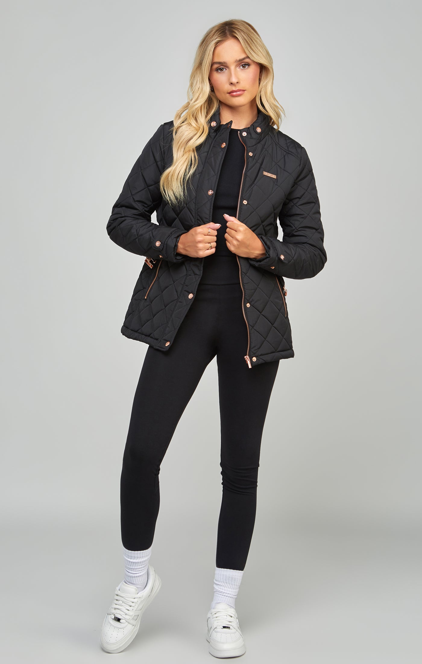 Load image into Gallery viewer, Black Belted Quilted Jacket (1)