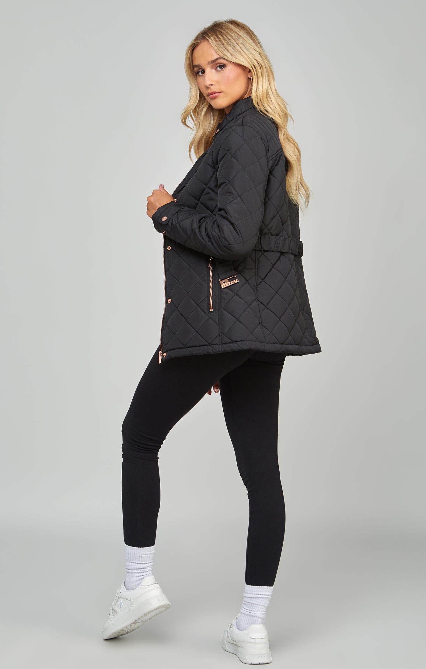 Load image into Gallery viewer, Black Belted Quilted Jacket (4)