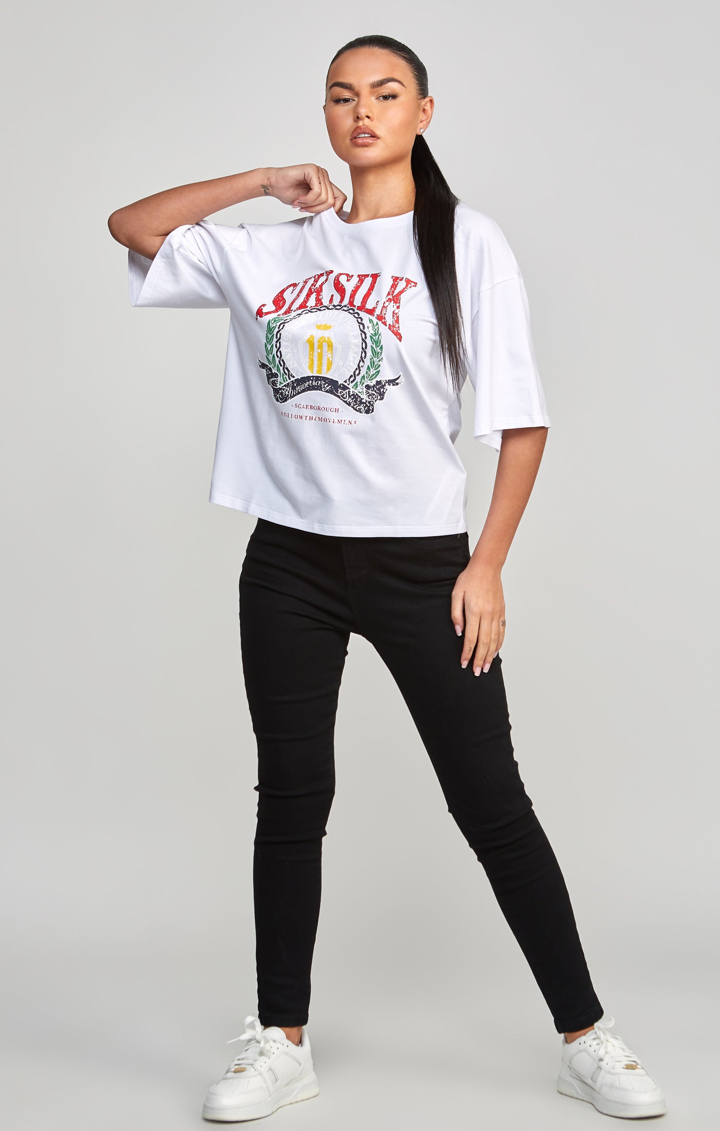 Load image into Gallery viewer, White Varsity Crop T-Shirt (2)
